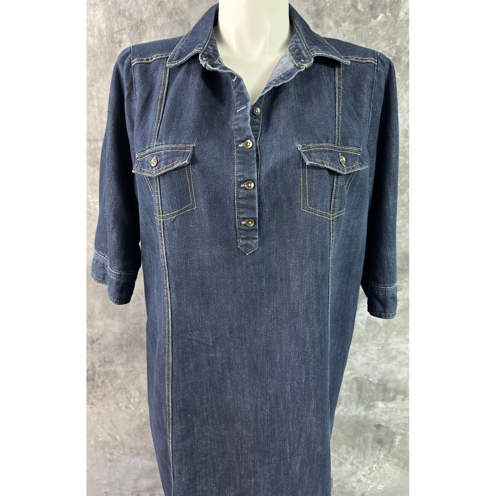 Tallissime Women's 1/2 Slv Blue Denim Midi Dress sz 18W (15653) - Picture 2 of 10